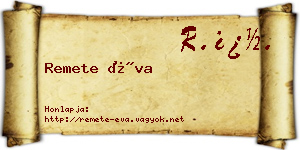 Remete Éva névjegykártya